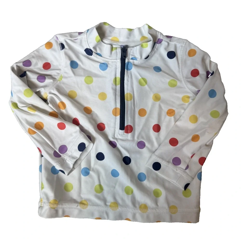 Primary Baby PolkaDot Swim Shirt & Diaper Cover Set Recycled Material Sz 3-6 Mos